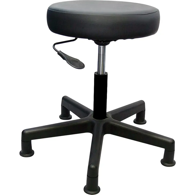 900 Series Task Stool, Stationary, Adjustable, 16" - 22", Vinyl Seat, Black 1