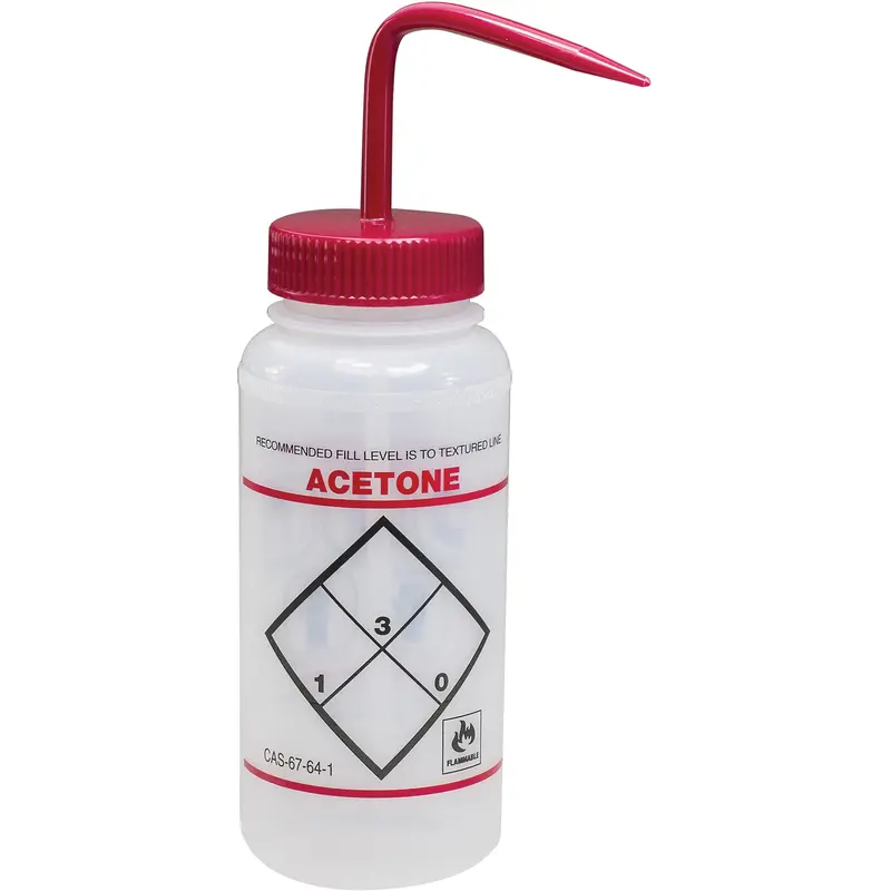 "Acetone" Safety-Labeled Wide-Mouth Wash Bottle, 16 Oz. 1