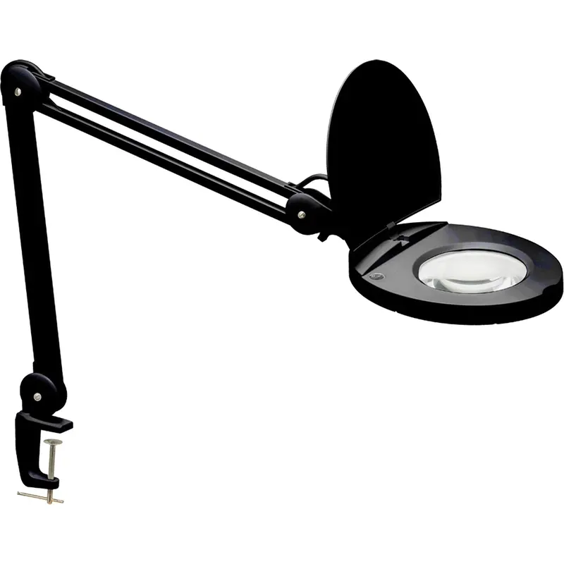 Adjustable Magnifier Lamp, 3 Diopter, Led Light, 47" Arm, C-Clamp, Black 1