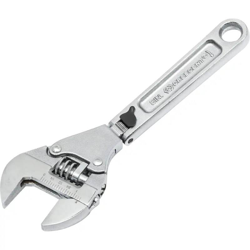 Adjustable Ratcheting Flex Wrench, 8" L, 2-27/50" Max Width, Chrome/Polished 1