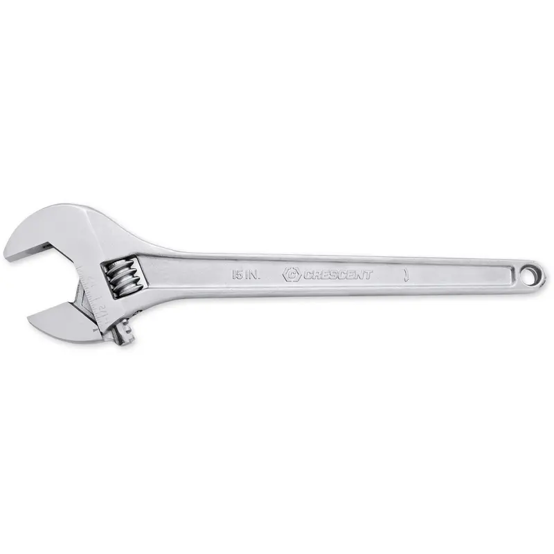 Adjustable Tapered Handle Wrench - Carded, 15" L, 1-11/16"/43 Mm Max Width, Chrome/Polished 1