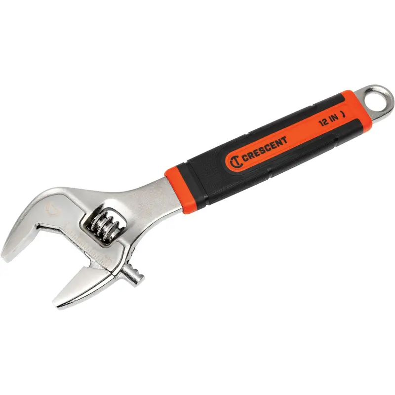 Adjustable Wrench, 12" L, 46 Mm/3-1/5" Max Width, Chrome/Polished 1