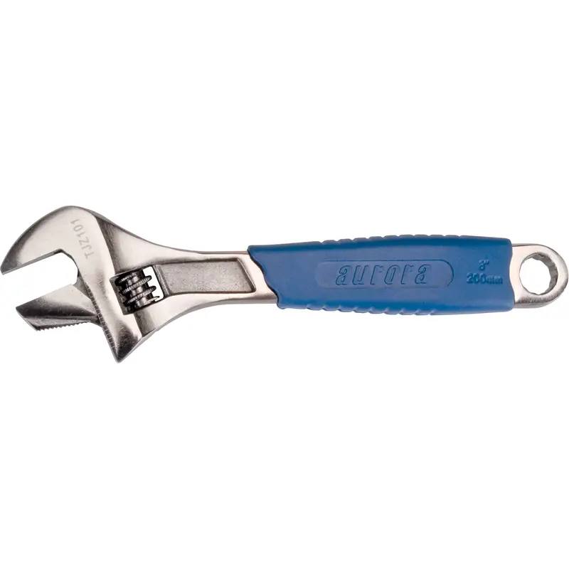 Adjustable Wrench, 8" L, 1-1/4" Max Width, Black 1