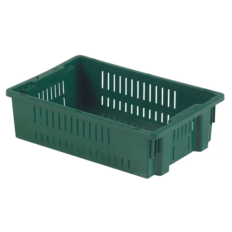 Agricultural Plastic Stack-N-Nest Container, 13.1" X 19.7" X 5.6", Green 1