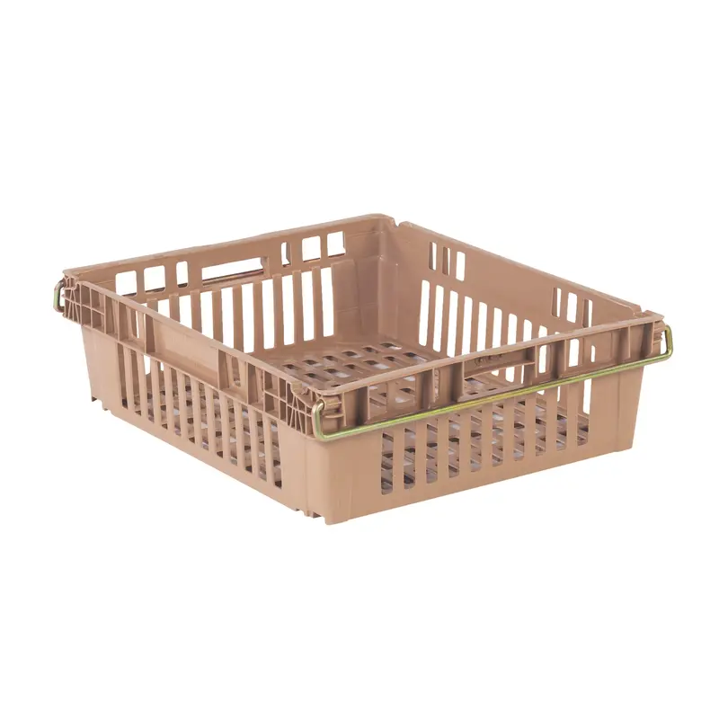 Agricultural Plastic Stack-N-Nest Container, 20.3" X 24" X 6.8", Beige 1