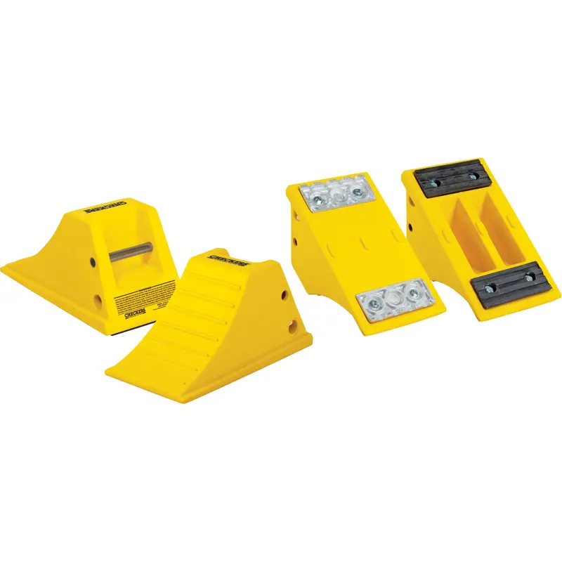 All-Terrain Wheel Chocks, Urethane, Yellow, 8-1/2" W X 15-1/2" D X 8-1/4" H 1