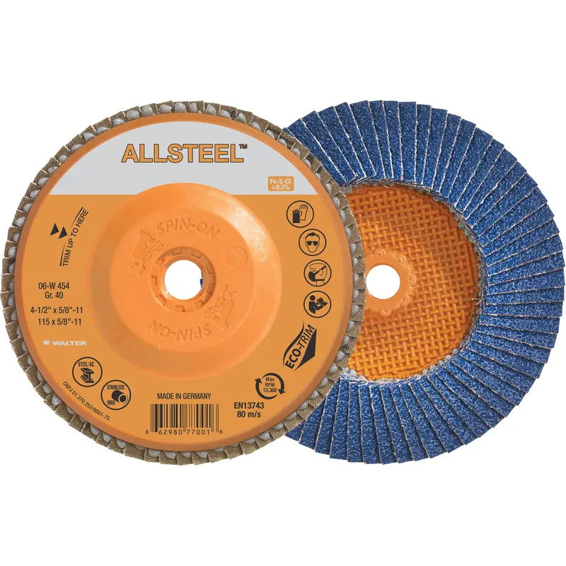 Allsteel™ Flap Disc, 4-1/2" X 5/8"-11, Type 27, 40 Grit, Zirconia Alumina 1