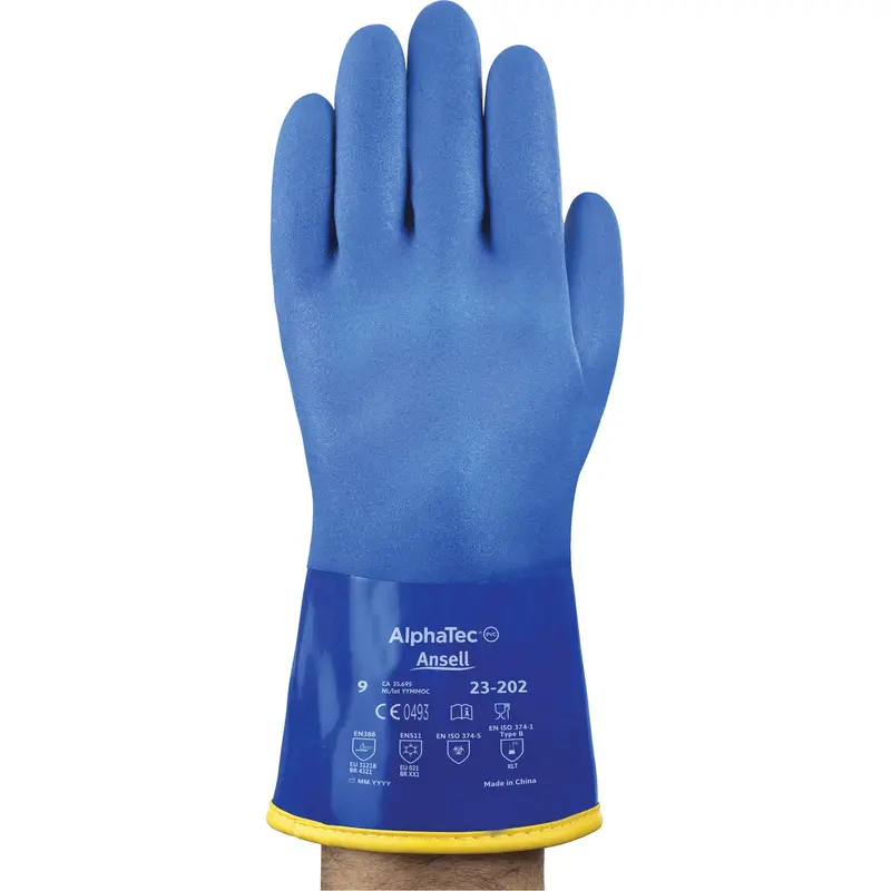 Alphatec® 23-202 Pvc Gloves, Size 8, 11.8" L, Cotton, Fleece Inner Lining 1