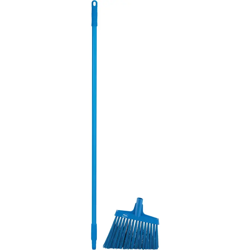 Angle Broom Head With Handle, X-Coarse Bristles, 12", Polyester, Blue 1