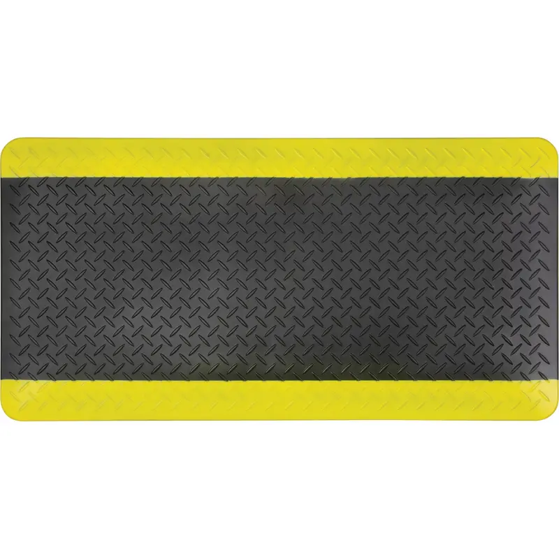 Anti-Fatigue Matting, Diamond, 1-2/3' X 3-1/4' X 3/4", Black/Yellow, Polyurethane 1