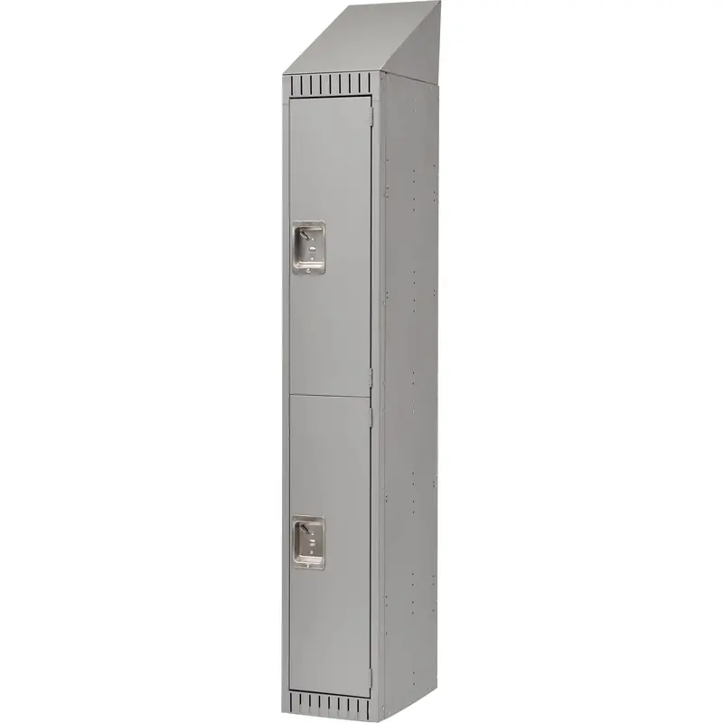 Assembled Lockers, 2 -Tier, 12" X 18" X 72", Steel, Grey, Rivet (Assembled) 1