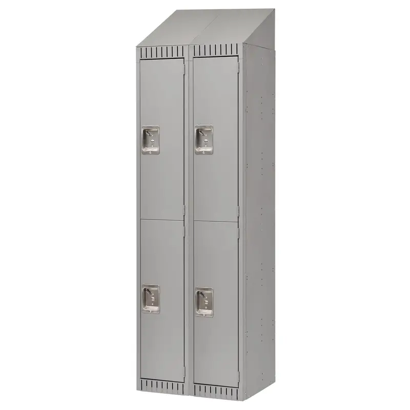 Assembled Lockers, 2 -Tier, Bank Of 2, 24" X 18" X 72", Steel, Grey, Rivet (Assembled) 1