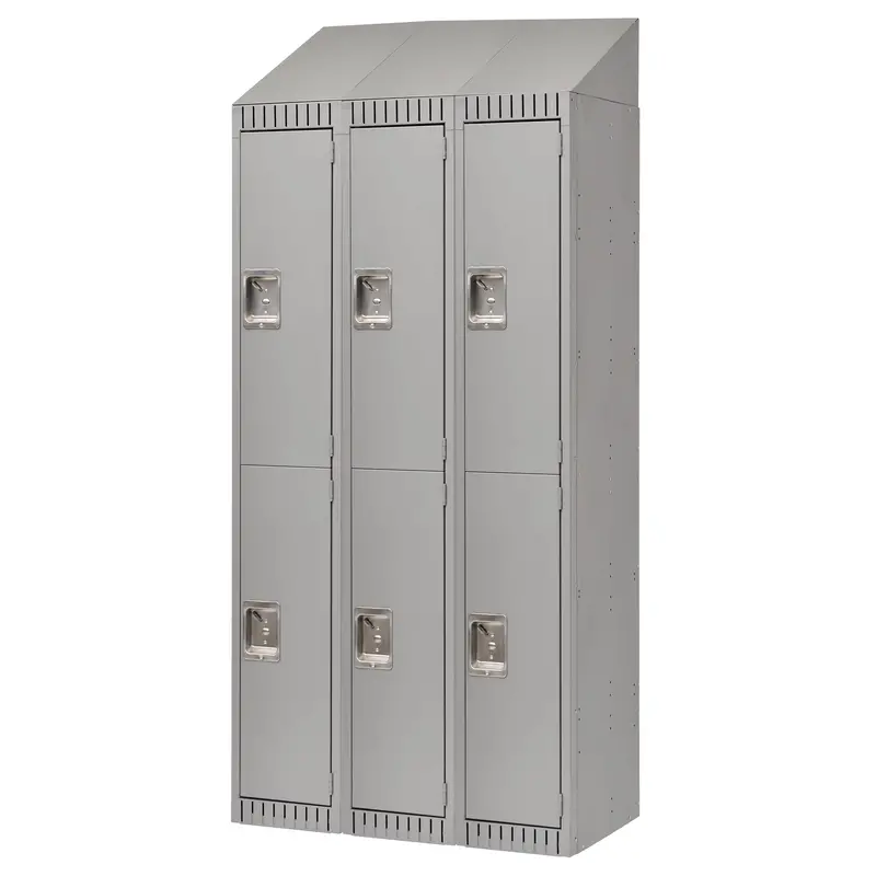 Assembled Lockers, 2 -Tier, Bank Of 3, 36" X 18" X 72", Steel, Grey, Rivet (Assembled) 1