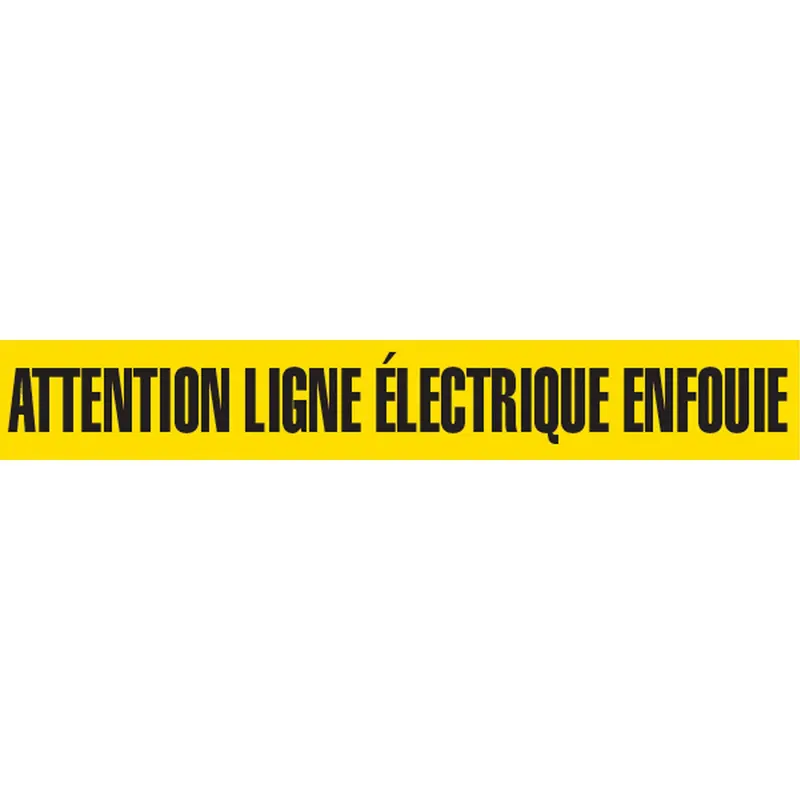 "Attention Ligne Électrique Enfouie" Barricade Tape, French, 3" W X 1000' L, Black On Yellow 1