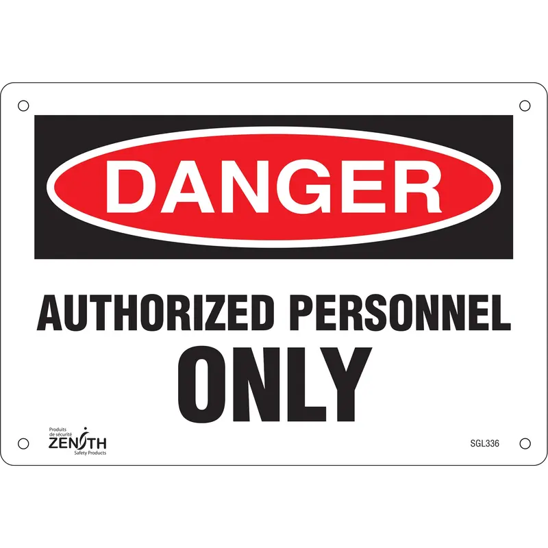 "Authorized Personnel Only" Sign, 7" X 10", Plastic, English 1