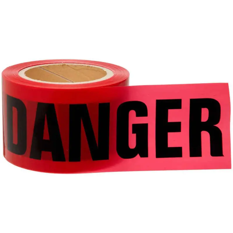 Barricade Tape, Bilingual, 3" W X 200' L, 3 Mils, Black On Red 1
