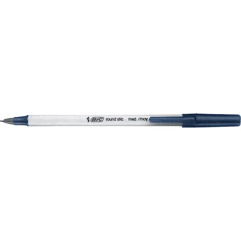 Bic® Round Stic™ Ball Point Pen, Blue, 0.8 Mm 1