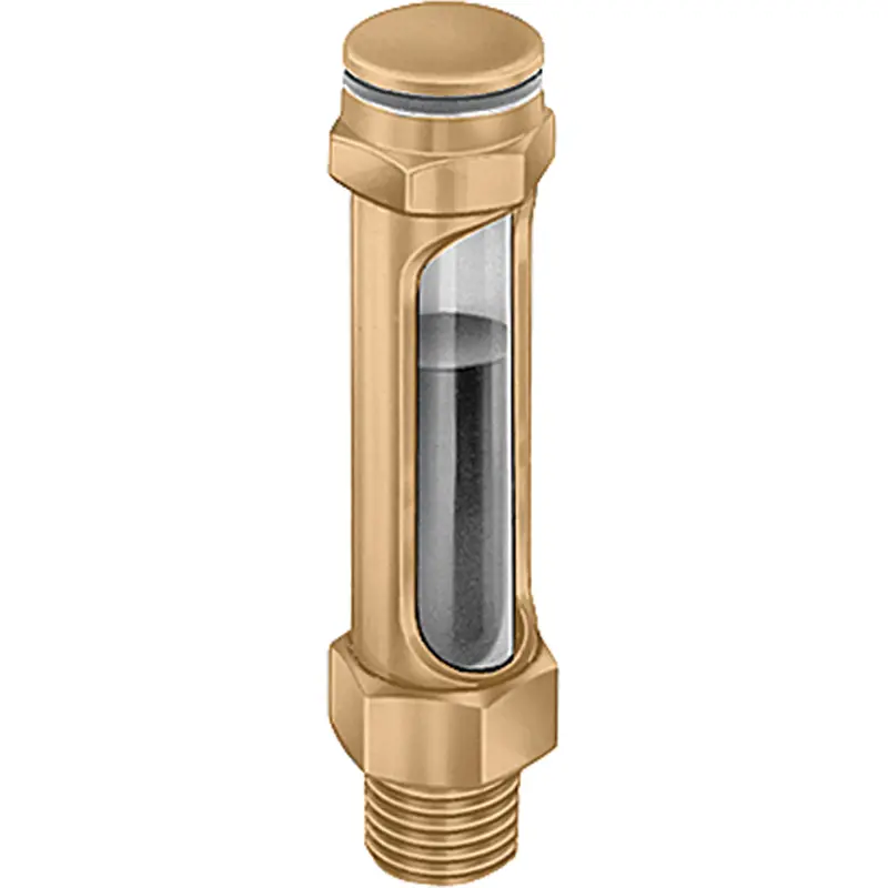 Brass Liquid Level Gauges - Straight, Threaded, 14-1/4" L, 225°F (107.22° C) 1