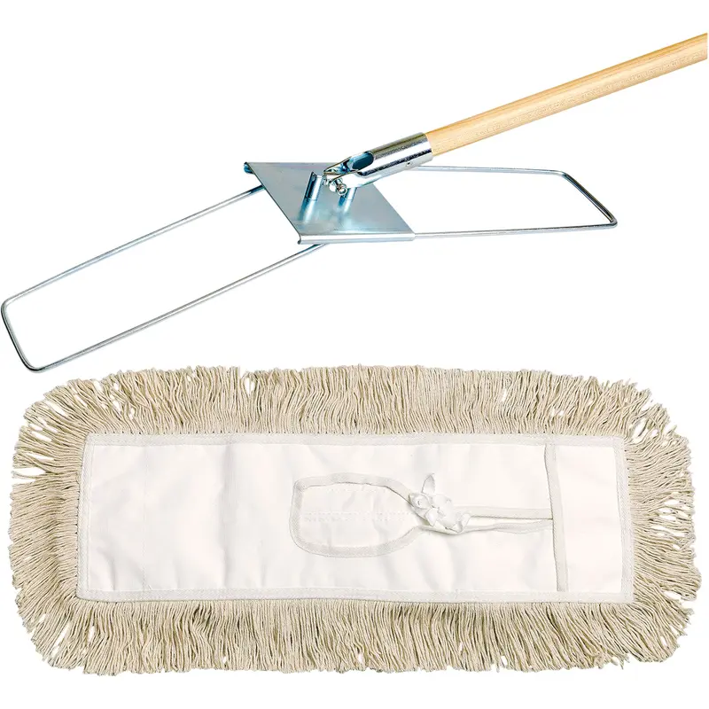 Break-Ezy Dust Mop System, Tie-On Style, Cotton, 48" L X 3-1/2" W 1