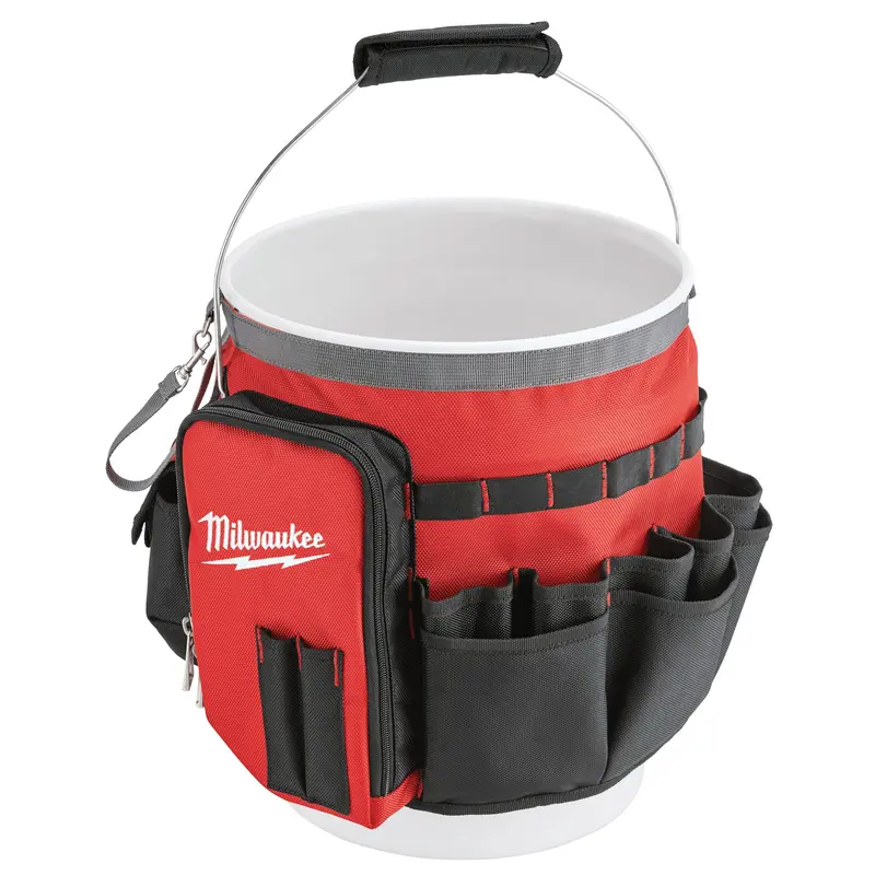 Bucket Organizer Bag, 10" L X 10" W X 13-1/2" H, Nylon, Red 1