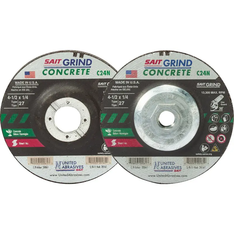 C24n Concrete Grinding Wheel, 4-1/2" X 1/4", 7/8" Arbor, Type 27 1