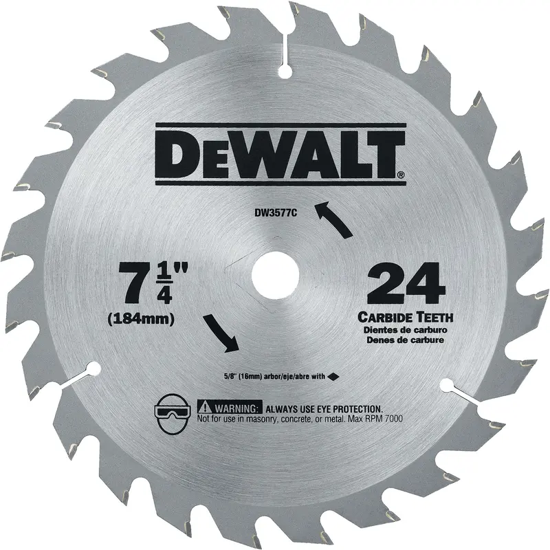 Carbide Circular Saw Blade, 7-1/4", 24 Teeth 1