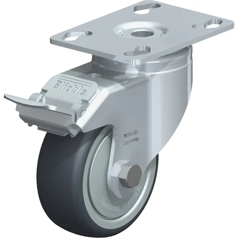 Caster, Swivel With Brake, 3-1/8" (79.5 Mm), Thermoplastic Rubber, 130 Lbs. (59 Kg.) 1