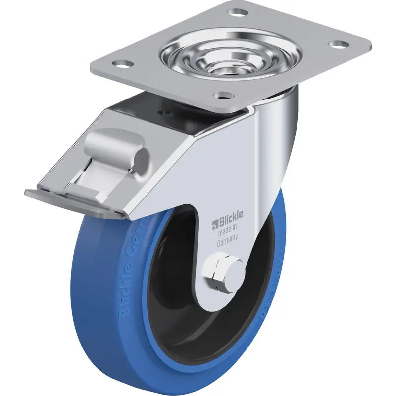 Caster, Swivel With Brake, 6-5/16" (160.3375 Mm), Hard Rubber, 660 Lbs. (300 Kg.) 1