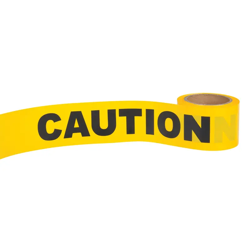 "Caution" Barricade Tape, English, 3" W X 300' L, 1.5 Mils, Black On Yellow 1