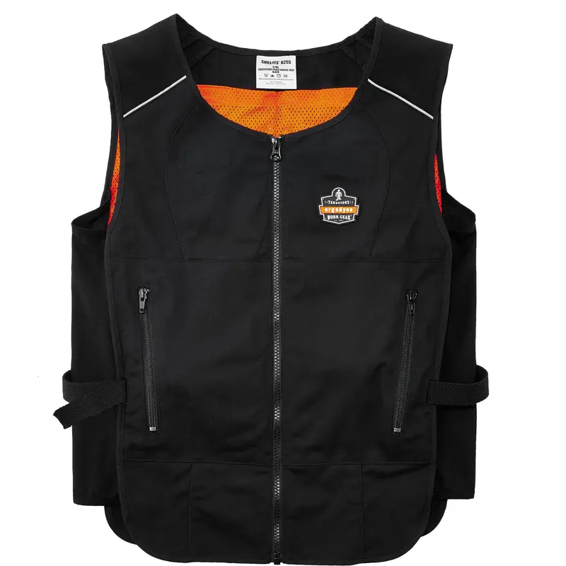 Chill-Its® 6260 Lightweight Phase Change Cooling Vest With Packs, Large/X-Large, Black 1
