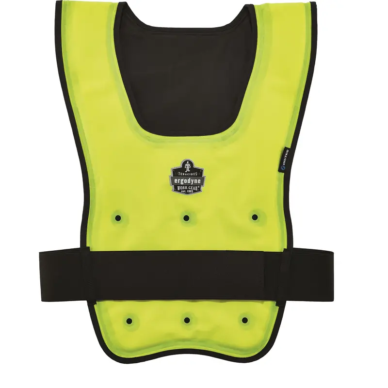 Chill-Its® 6687 Economy Dry Evaporative Cooling Vest, Small/Medium, High Visibility Lime-Yellow 1