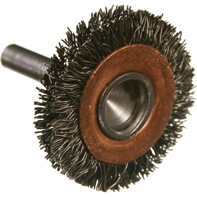 Circular Crimped Wire End Brushes, 3", 0.014" Fill, 1/4" Shank 1