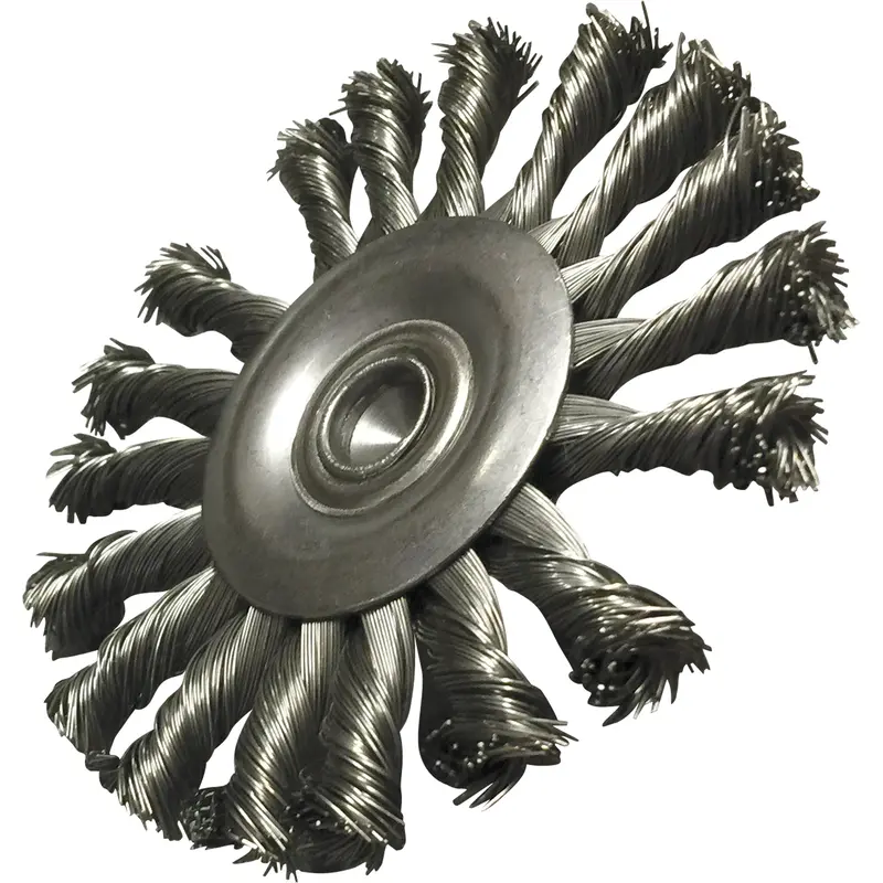 Circular Knotted Wire End Brushes, 3-1/2" Dia., 0.014" Wire Dia., 1/4" Shank 1