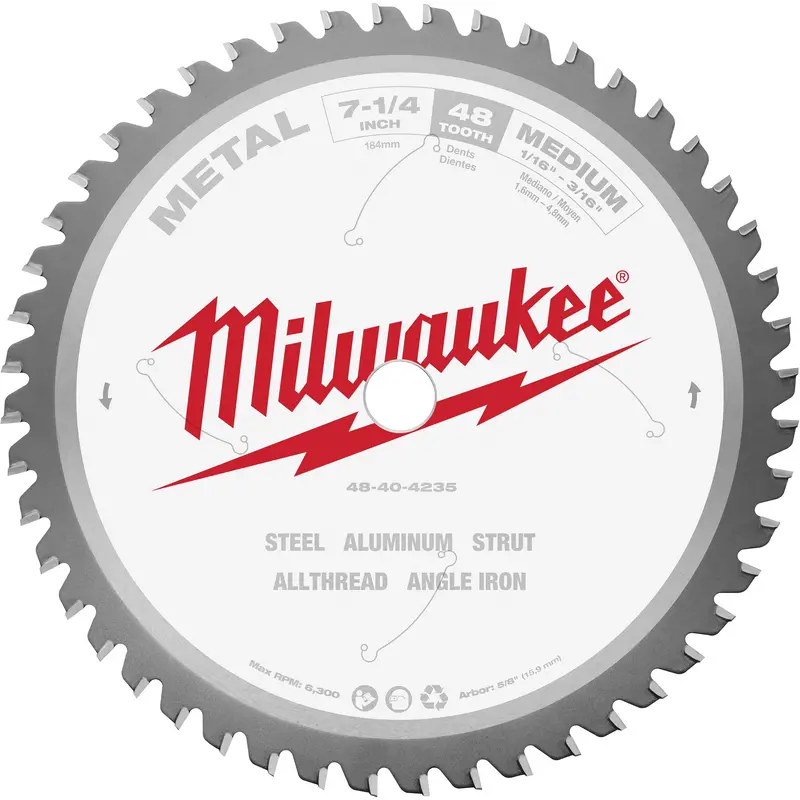 Circular Saw Blade, 7-1/4", 48 Teeth, Metal Use 1