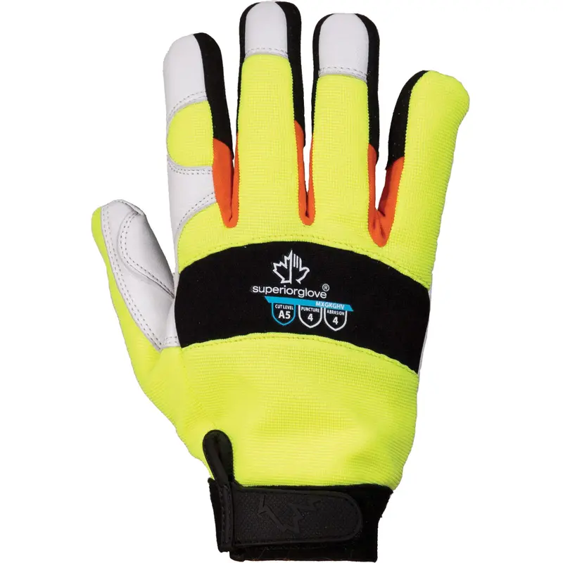 Clutchgear® High-Visibility Mechanic's Gloves, Grain Goatskin Palm, Size 3X-Large 1