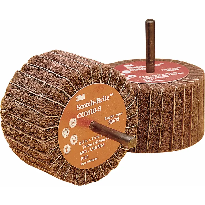 Combi Wheels, 3" Dia. X 1-3/4" W, 1/4" Arbor, Aluminum Oxide 1