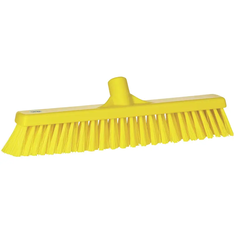 Combo Bristle Push Broom Head, Coarse/Fine Bristles, 16-1/2", Polyester, Yellow 1