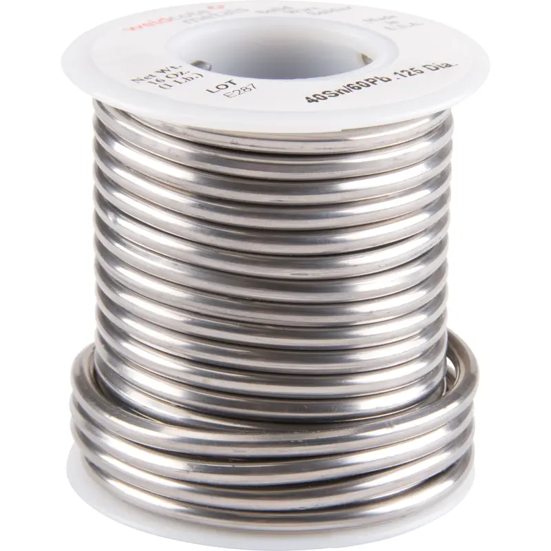 Common Solder, Lead-Based, 40% Tin 60% Lead, Solid Core, 0.125" Dia. 1