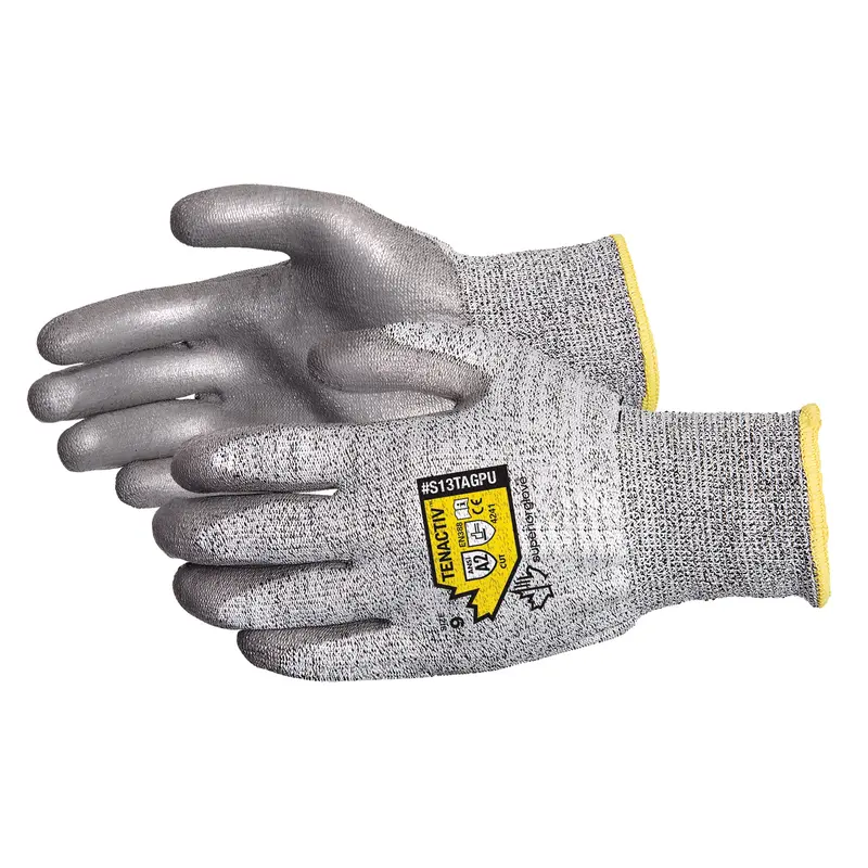 Composite Knit Gloves, Size Medium/8, 13 Gauge, Polyurethane Coated, Aramid Shell, Ansi/Isea 105 Level 2 1