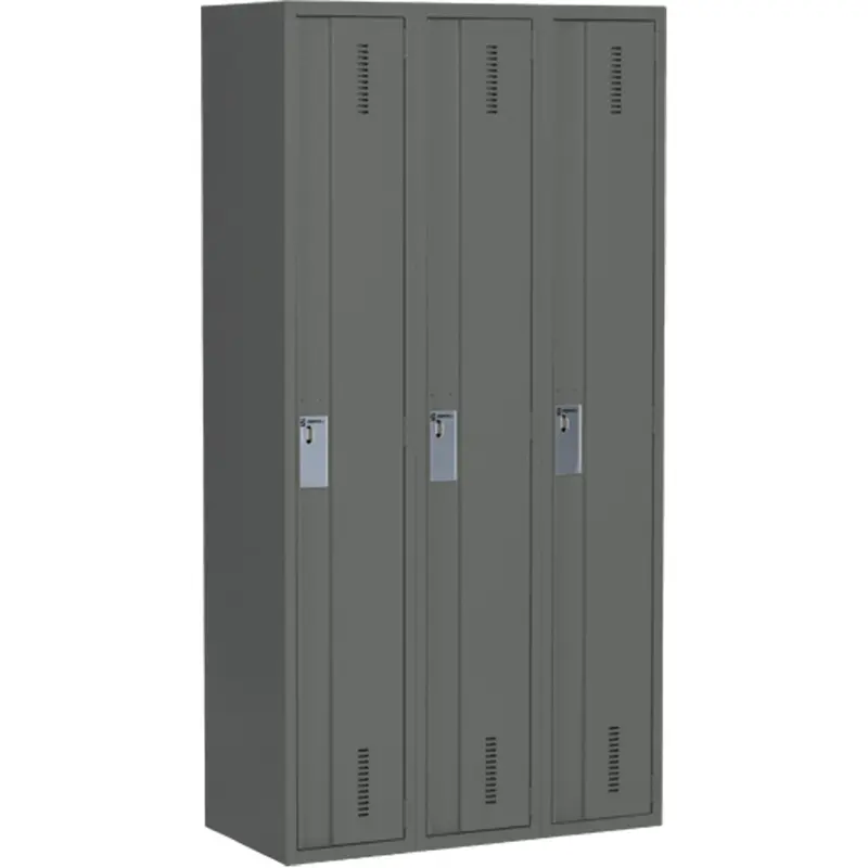 Concorde™ Heavy-Duty Lockers, Bank Of 3, 36" X 18" X 72", Steel, Charcoal, Welded (Assembled) 1