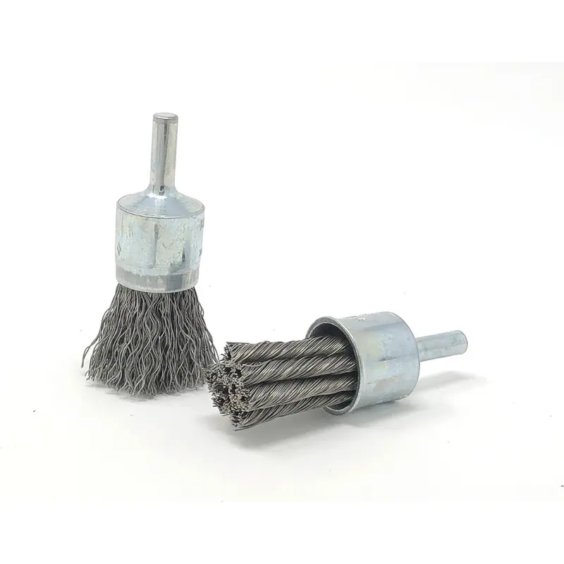 Crimped Wire End Brush, 3/4" Dia., 0.014" Wire Dia., 1/4" Shank 1