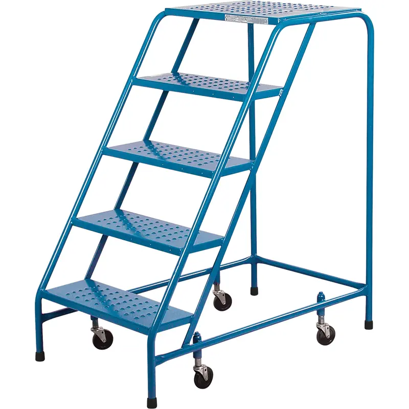 Csa-Certified Rolling Step Ladder, 5 Steps, 22" Step Width, 46" Platform Height, Steel 1