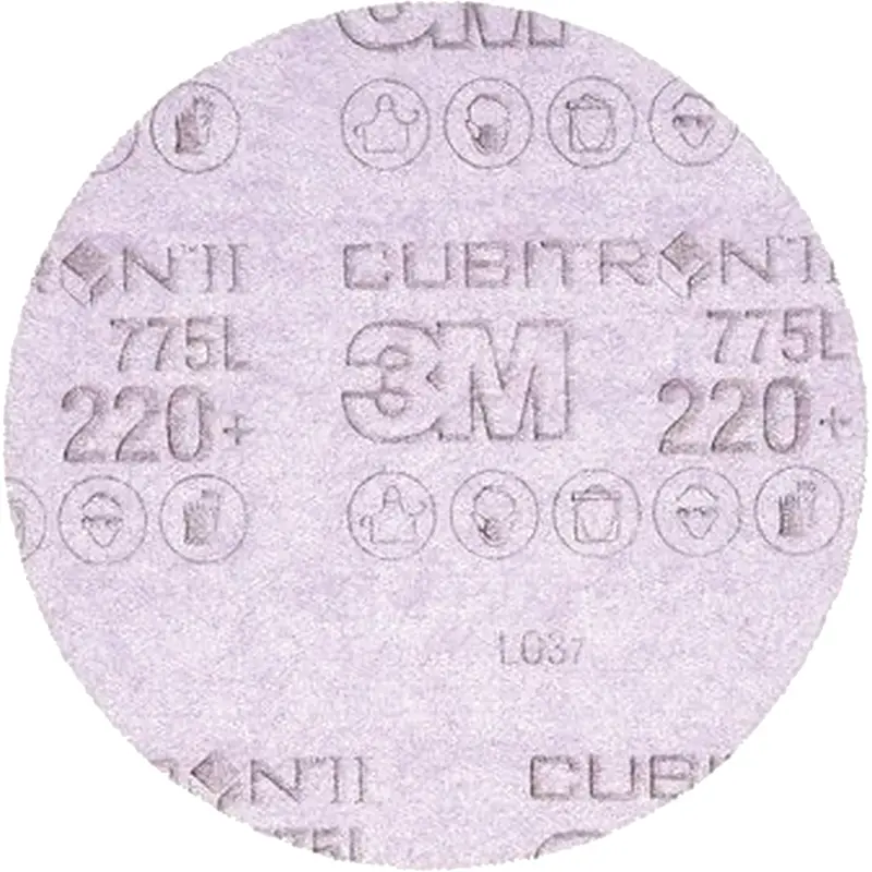 Cubitron™ Ii Hookit™ Clean Sanding Film Disc 775L, 5" Dia., 220+ Grit, Ceramic, 3 Mils 1