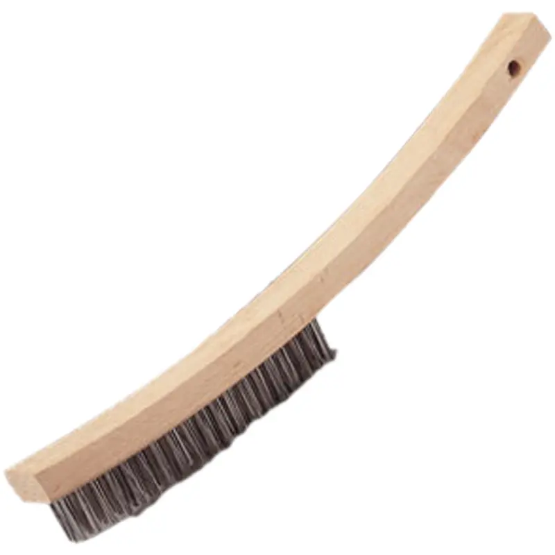 Curved Handle Hand Scratch Brush, Stainless Steel, 4 X 20 Wire Rows, 17" Long 1