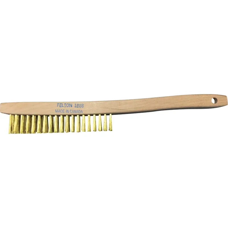 Curved-Handle Scratch Brushes, Brass, 4 X 19 Wire Rows, 14" Long 1