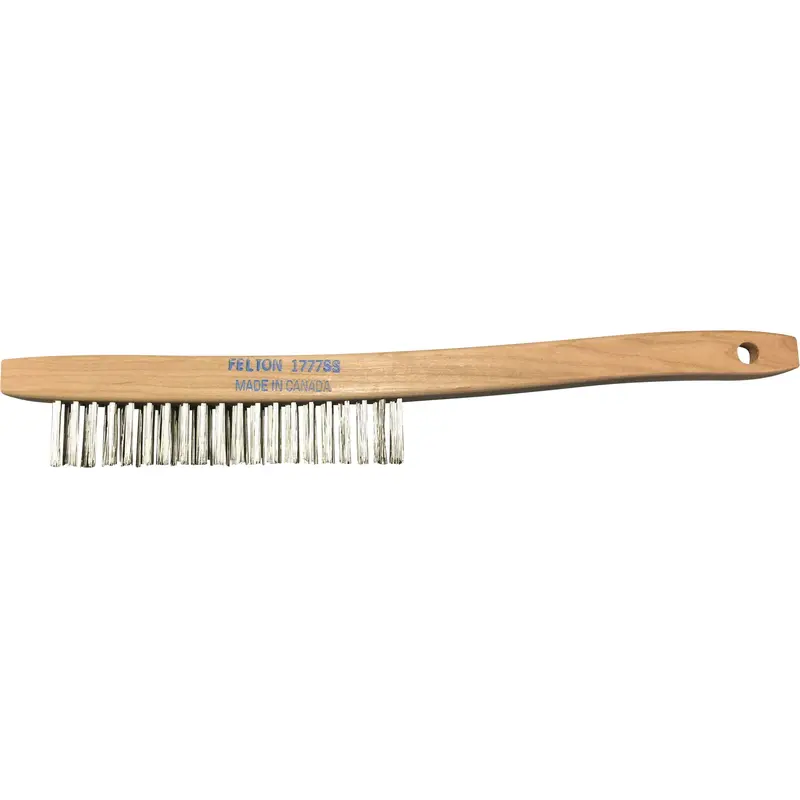 Curved-Handle Scratch Brushes, Stainless Steel, 3 X 19 Wire Rows, 14" Long 1