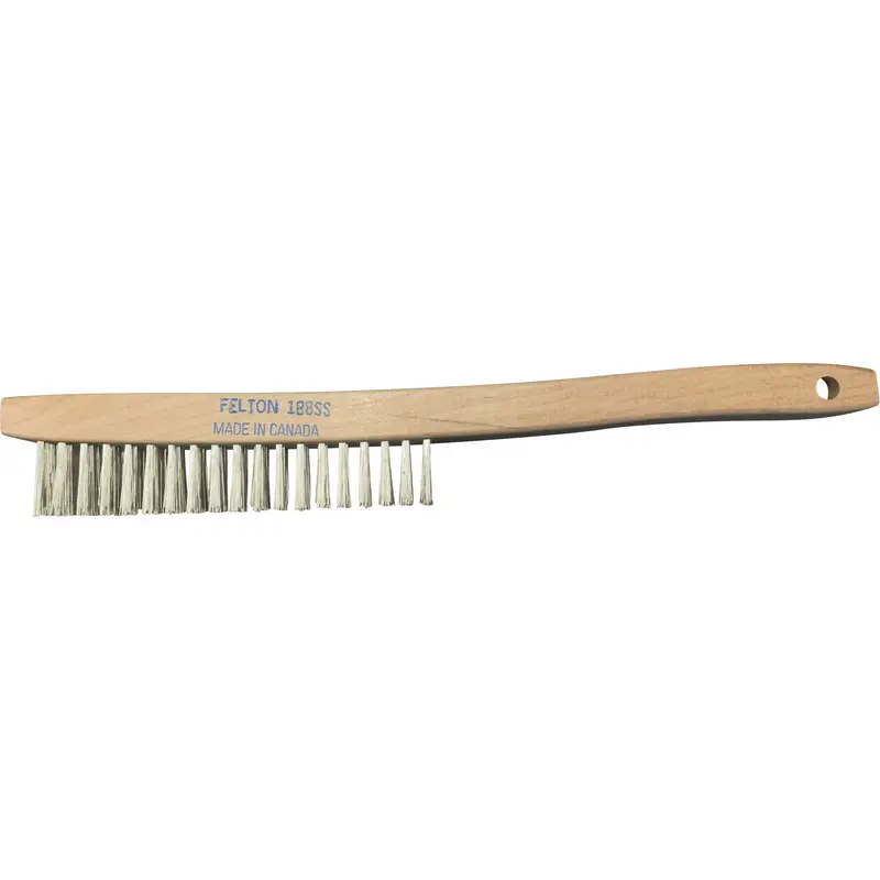 Curved-Handle Scratch Brushes, Stainless Steel, 4 X 19 Wire Rows, 14" Long 1