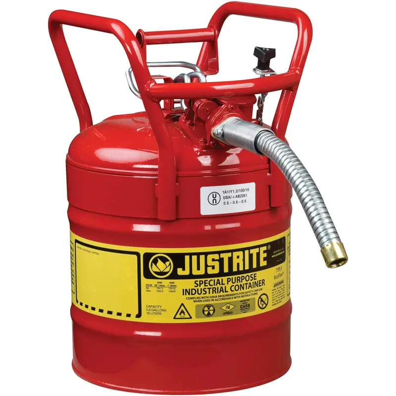 D.O.T. Accuflow™ Safety Cans, Type Ii, Steel, 5 Us Gal., Red, Fm Approved 1