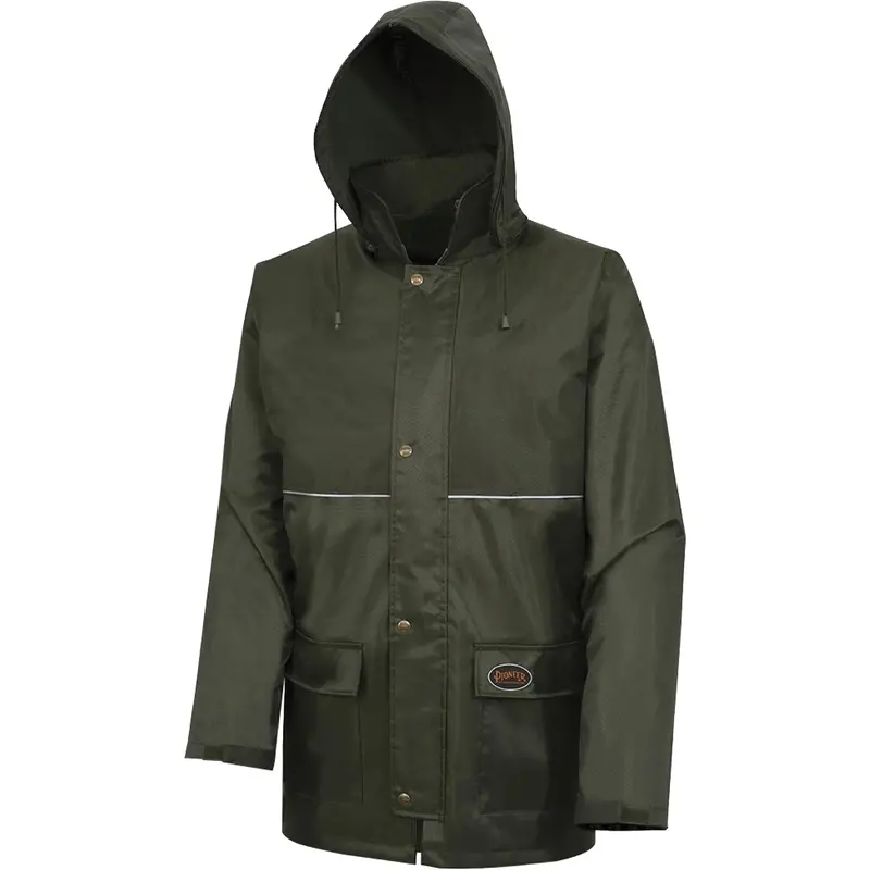 D8120j Nailhead Ripstop Tree Planter Hooded Jacket, Polyester/Pvc, Large, Green 1