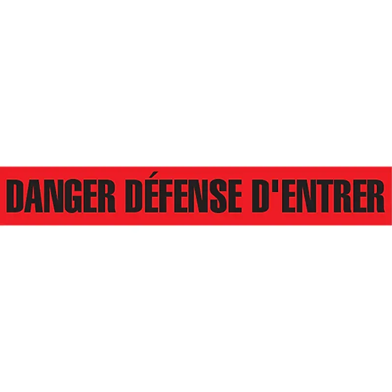 "Danger Défense D'entrer" Barricade Tape, French, 3" W X 1000' L, 2 Mils, Black On Red 1